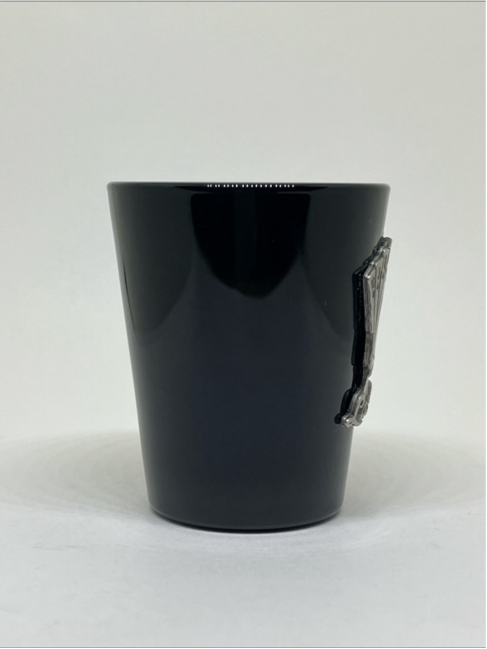 Las Vegas Black Ceramic Shot Glass with Silver Card Emblem - Picture 3 of 5